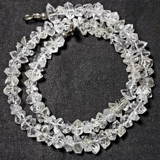 1pc Herkimer Diamond 4,  6,  8mm Double Terminated Quartz Beads Strand 15 "