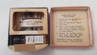 Rare Vintage LASHES BY MEHRON York in Orignal Box real hair style black A 4