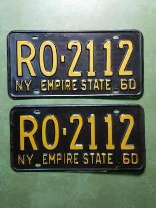 York 1960 Matched Pair License Plates Empire State Ro 2112