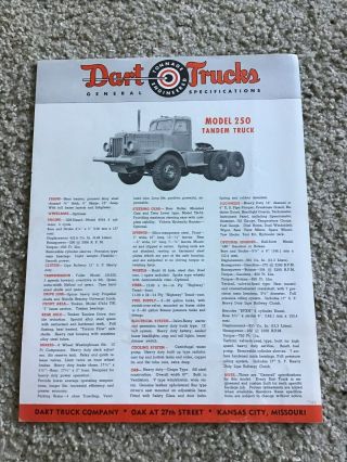 1948 Dart Heavy - Duty Trucks,  Model 250 Tandem,  Sales Handout.
