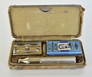 Vintage 1932 Gillette Safety Razor With Travel Case Made In Canada
