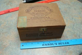 Vintage Wooden Cigar Box Brooks & Co’s Tebson Coronas