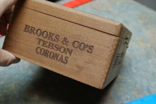 Vintage Wooden Cigar Box Brooks & Co’s Tebson Coronas 5