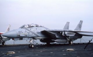 Kodachrome 35mm Slide Of 105 F - 14 Tomcat Us Navy Uss America Oct 85