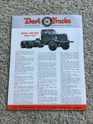 1948 Dart Heavy - Duty Trucks,  Model 200/3010 Tandem,  Sales Handout.