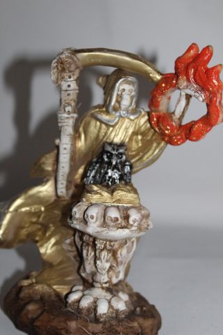 398 Statue Del Fuego 8 " Santa Muerte Gold Color Holy Death Fortuna Preparada