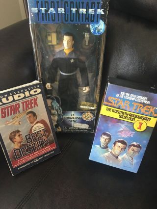 Star Trek Bundle Of 3 First Contact Figure 1996 Audio Books And 4 Box Set Books