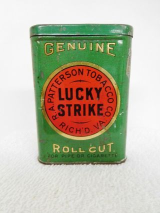 1910 Tax Stamp Vintage Lucky Strike Vertical Pocket Tobacco Tin W/match Striker