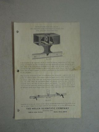 Instructions For Use Of Photometer Heads By Welch Scientific Co.