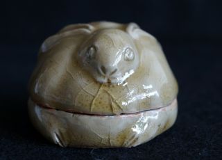 Japanese Tea Ceremony Ceramic Incense Container KOGO Rabbit shape : signed 4