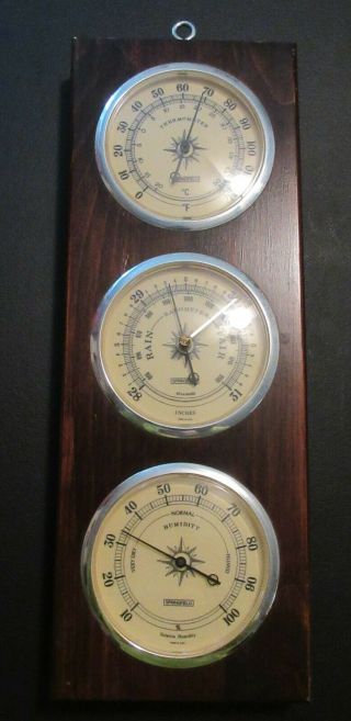 Vintage Springfield Made In Usa Weather Station Humidity Baromete Thermometer