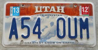 Utah 2012 / 13 Life Elevated License Plate A54 0um