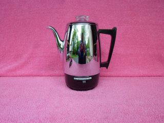 Vintage 1960s General Electric Chrome 10 - Cup Percolator Coffee Pot Maker