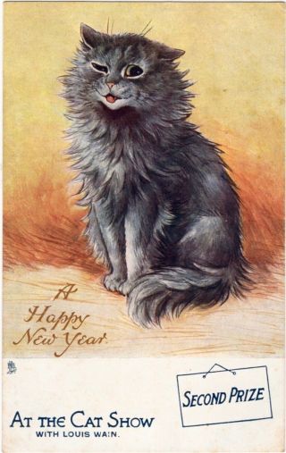 Pre - 1913 Louis Wain Cat Tuck Oilette Postcard,  At The Cat Show