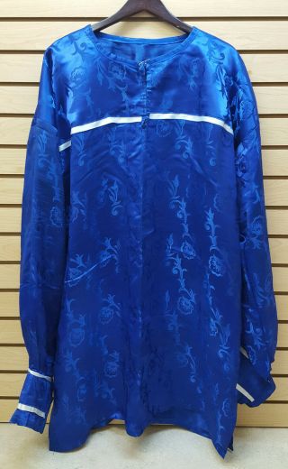 2xl Long Homemade Royal Blue Flower Design Native American Indian Ribbon Shirt