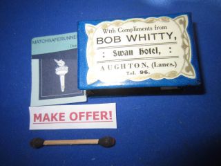 Bob Whitty Swan Hotel Aughton Celluloid Match Box Holder Vesta Case Striker
