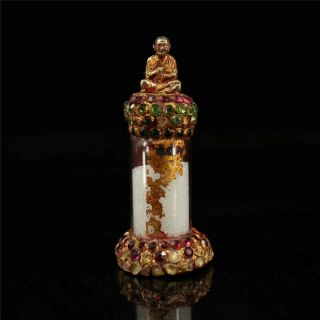 Collect Old Buddhism Temple Pure Copper Gilt Buddha Sharipu Relic Bottle Sharipu