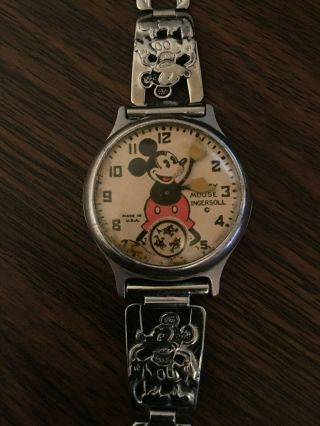 1930s Ingersoll Mickey Mouse Watch W/ Chrome Band Parts