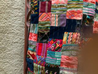 Authentic Guatemalan Fabric And Huipil Patchwork Quilt/throw