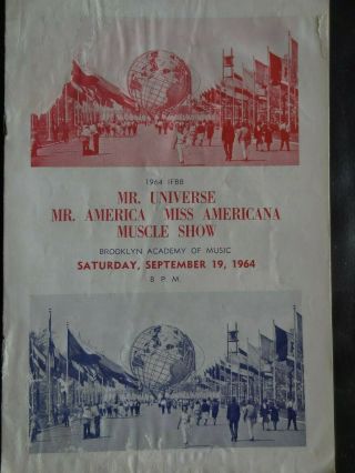 Rare Vintage 1964 Ifbb Mr Universe Mr America Program Bodybuilding Weightlifting