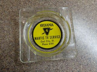 Vintage Coal City Illinois Ashtray Sylvania Martis Tv Service Phone 6101 Glass