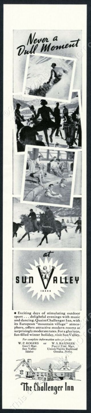 1939 Sun Valley Ski Area Skiing Skating Horses Swimming Photo Vintage Print Ad