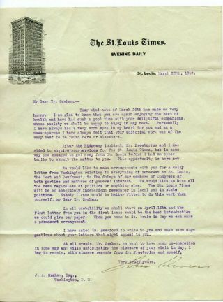Typed Signed Letter By John Schroers Business Manager St 