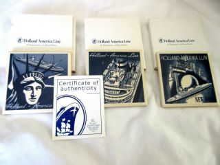 Three (3) Holland - America Cruise Line Delft Tile Coasters Packages,