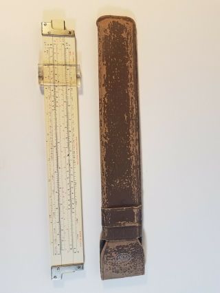 Vintage Slide Rule Frederick Post 1462 In Leather Sleeve Case