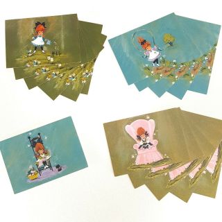 17 Hallmark Cards Vintage Stationery Blank Redhead Girl 4 Designs 70s Retro Cute