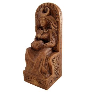 Seated Goddess Statue - Wood Finish - Dryad Designs - Wiccan Wicca Pagan Moon