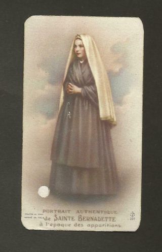 Relic Holy Card Portrait Authentique St.  Bernadette Soubirous