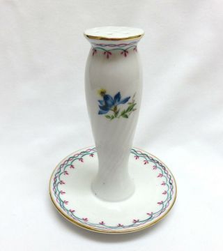 Vintage Porcelain Hatpin Holder Display Teal & Pink Floral Scroll