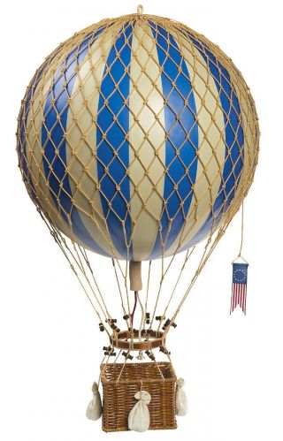 Blue & White Striped Hot Air Balloon Model 13 " Hanging Aviation Ceiling Decor