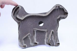 Early Large Antique Metal Tin Dog Cookie Cutter W/ Handle 10 " X 7 "