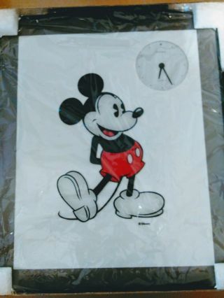 RARE MATCHED SET 90s Mickey Minnie Mouse 11x14 SEIKO JAPAN Art Glass Clocks 8