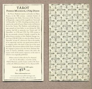 TAROT DE MADENIE 1709 MARSEILLE HISTORICAL CARD DECK,  WRAP 2nd EDITION NIB 6