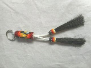 Navajo Indian Bead Work Key Chain Horse Hair Kokopelli Ylw Native American Az