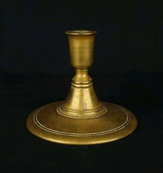 18th Or Early 19th Century Brass Candleholder Candlestick Unusual Design