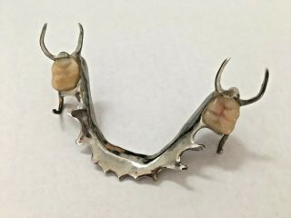 Vintage Partial Denture False Fake Teeth Silver Metal Medical 10 Grams