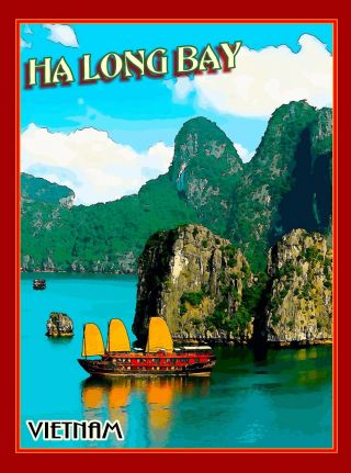 Vietnam Ha Long Bay Vietnamese Asia Asian Travel Advertisement Art Poster