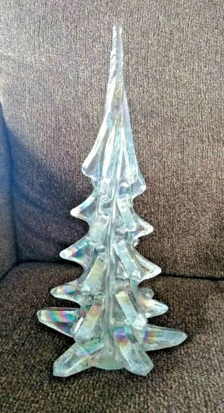 Vintage Lead Crystal Christmas Tree Clear Glass Twisted Top