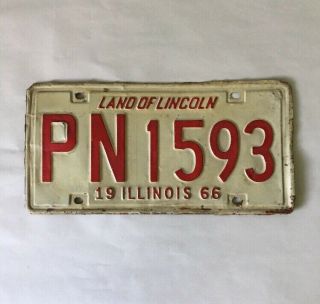Vintage License Plate Illinois 1966 Land Of Lincoln Pn1593