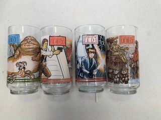 Star Wars Burger King Return Of The Jedi Glasses Set (4) Coca Cola Coke 1983