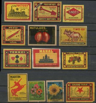 India 90,  Different Vintage Match Box Labels
