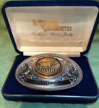 Vintage Nib Montana Silversmiths Idaho Belt Buckle Sterling Silver Centennial