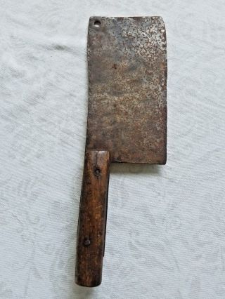 Antique Meat Cleaver Hand Made Butcher Knife Primitive Kitchen Cooking Tool