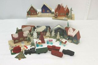 6 Cardboard Putz Christmas Village Houses Vintage Putz Usa Plus