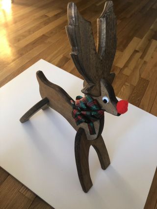 Wood Wooden Folding Reindeer For Winter Christmas Outdoor Decor