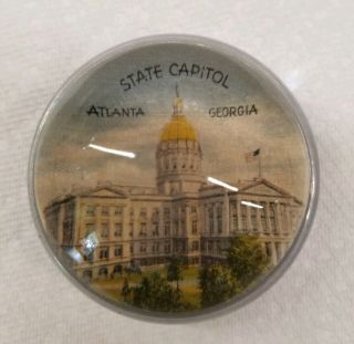Vintage Half Bubble Atlanta Georgia State Capitol Glass Paperweight